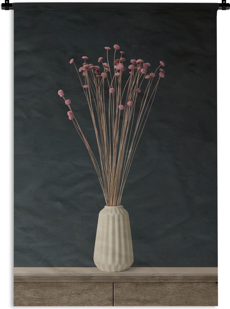 MuchoWow Wandteppich Wandbehang Rosa - Blumen - Stilleben 120x180 cm Tapisserie Dekoration Wandtuch - Schlafzimmer - Dekorationen für das Haus