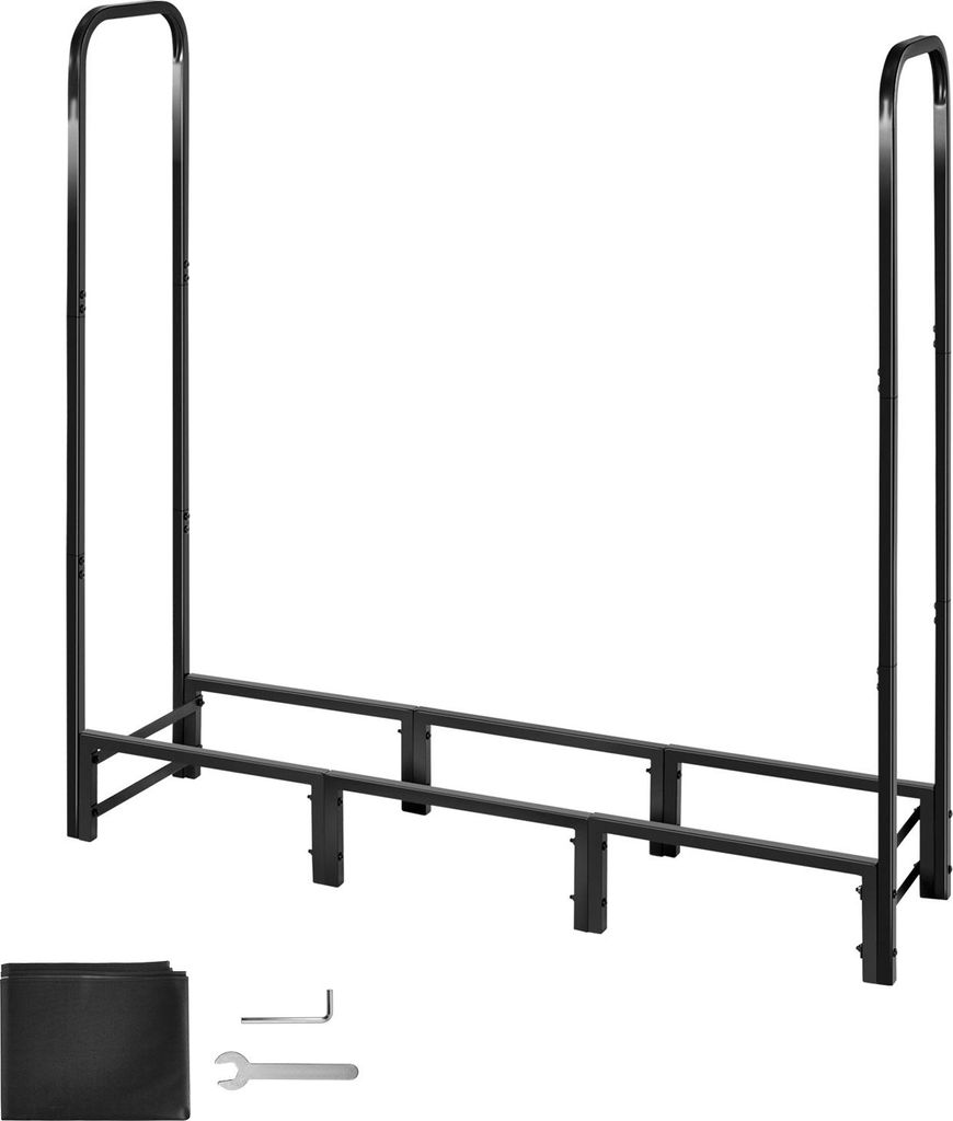 SucceBuy Metall Kaminholzregal, 122x32x118 cm Brennholzregal, Kaminholzunterstand aus robustem Vierkantrohr, max. Tragkraft 181 kg, Feuerholzregal ...