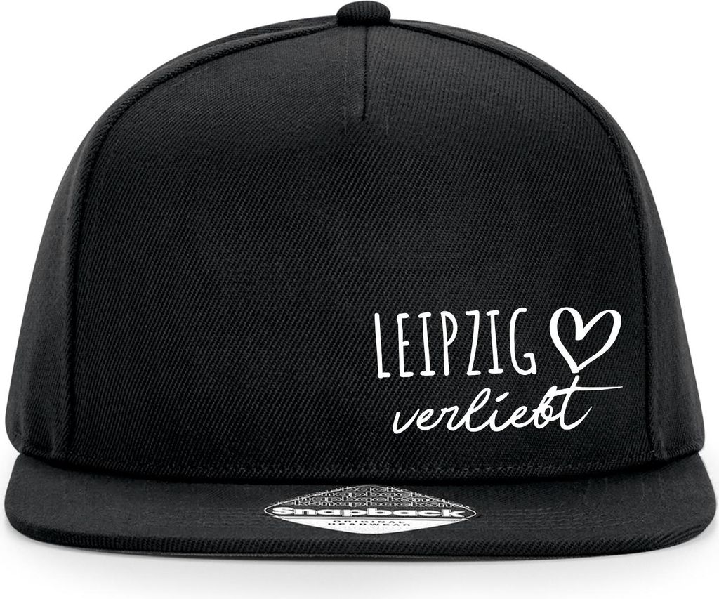 Huuraa Cappy Mütze Leipzig verliebt Black Polyester Snapback Kappe Geschenkidee