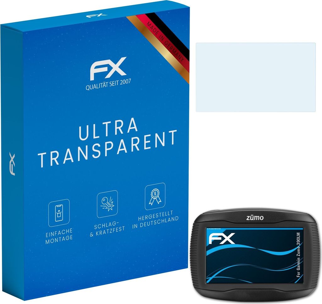 atFoliX FX-Clear 3x Schutzfolie kompatibel mit Garmin Zumo 390LM Displayschutzfolie