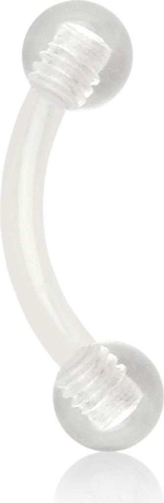 viva-adorno 1,2x8x3mm Piercing Banane Augenbrauenpiercing Kunststoff Kunststoff Kugeln in verschiedenen Farben und Größen Z306, klar
