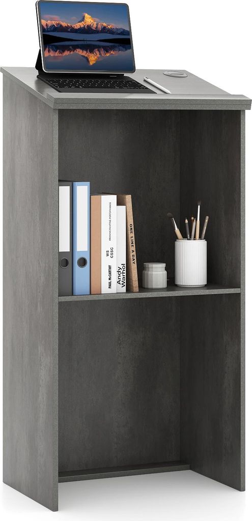 COSTWAY Staand bureau, presentatietafel met opbergruimte en Productafbeelding 