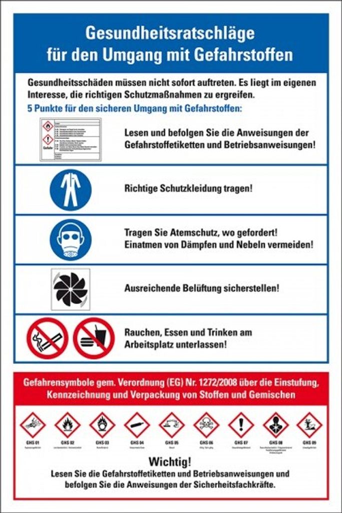 Dreifke Schild I Aushang Gesundheitsrat...Umgang mit Gefahrstoffen, CLP/GLS,...