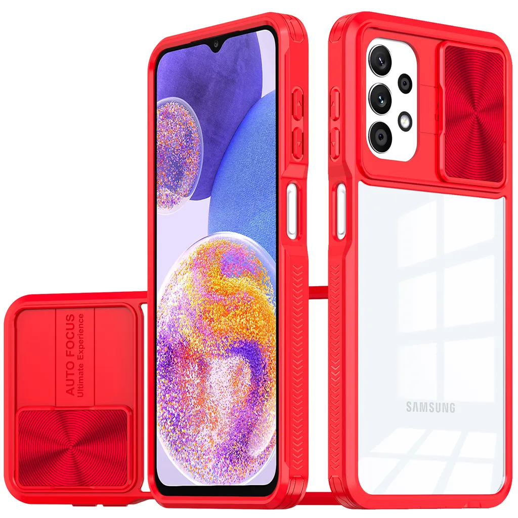Cover Samsung A13 5G/4G Rossa - Protezione Militare con Slide Camera
