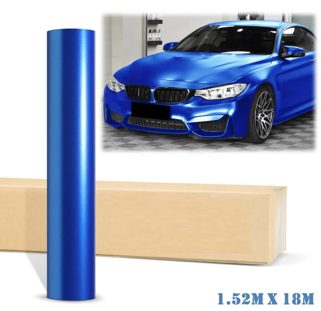 Film adhésif bleu mat 1,52x18m pour covering voiture et décoration auto
