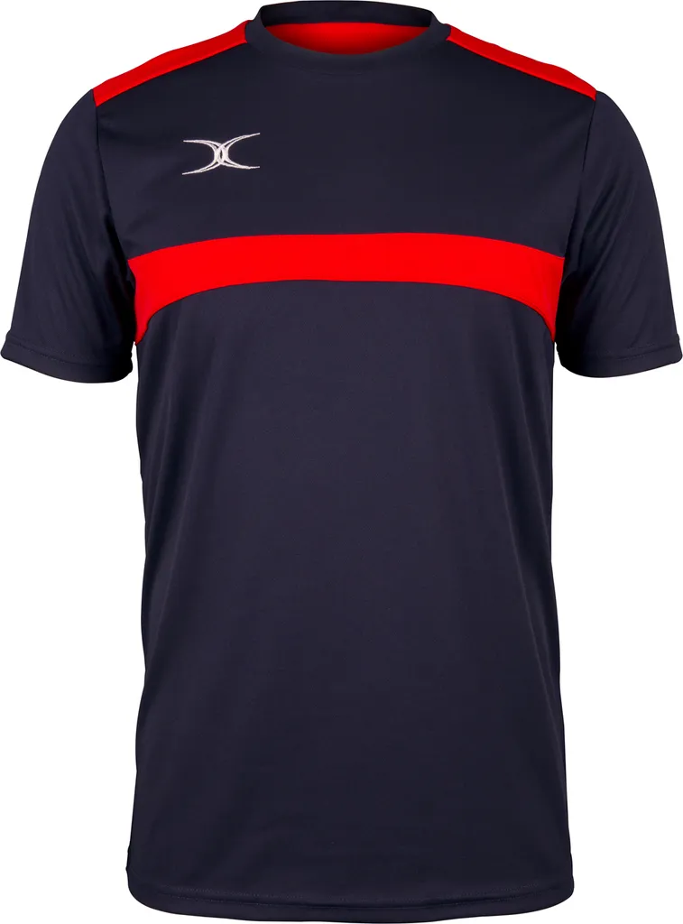 T-shirt de sport Gilbert Photon respirant bleu et rouge enfant 128
