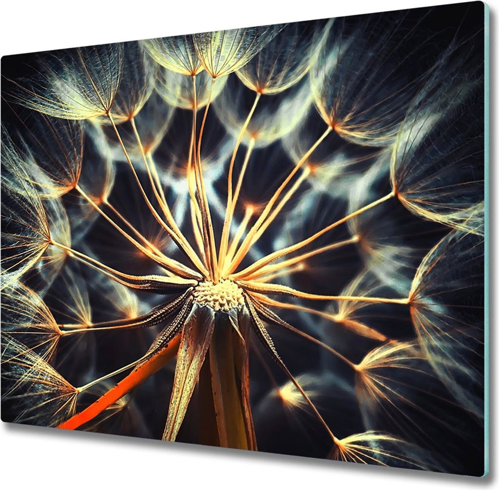 Glas Herdabdeckplatte 60x52 cm Spritzschutz Glasabdeckplatte Schneidebrett Pusteblumen
