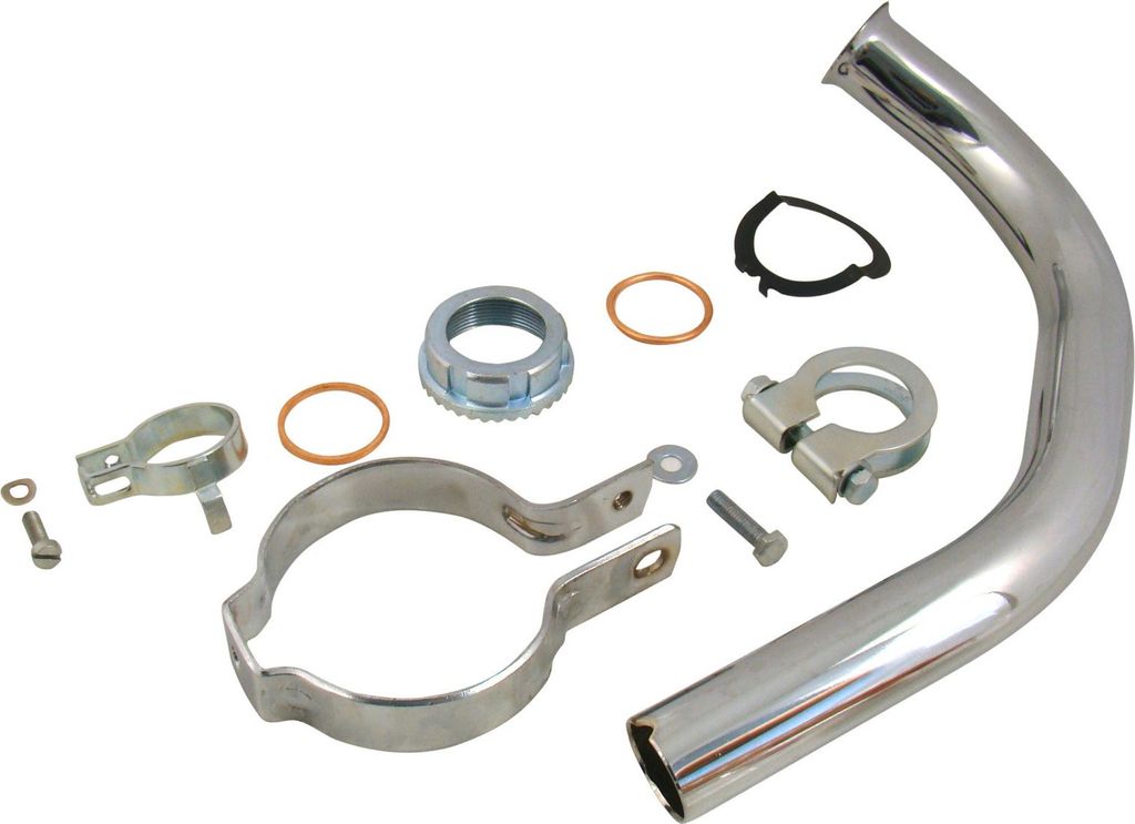 Set: Krümmer komplett mit Befestigungsschelle für Auspuff - Simson KR51/2 Schwalbe