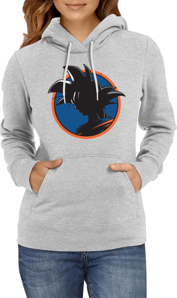 Damen Kapuzenpullover Dragon Anime Manga Ball Z Goku 37, Lady 2XL / Grau