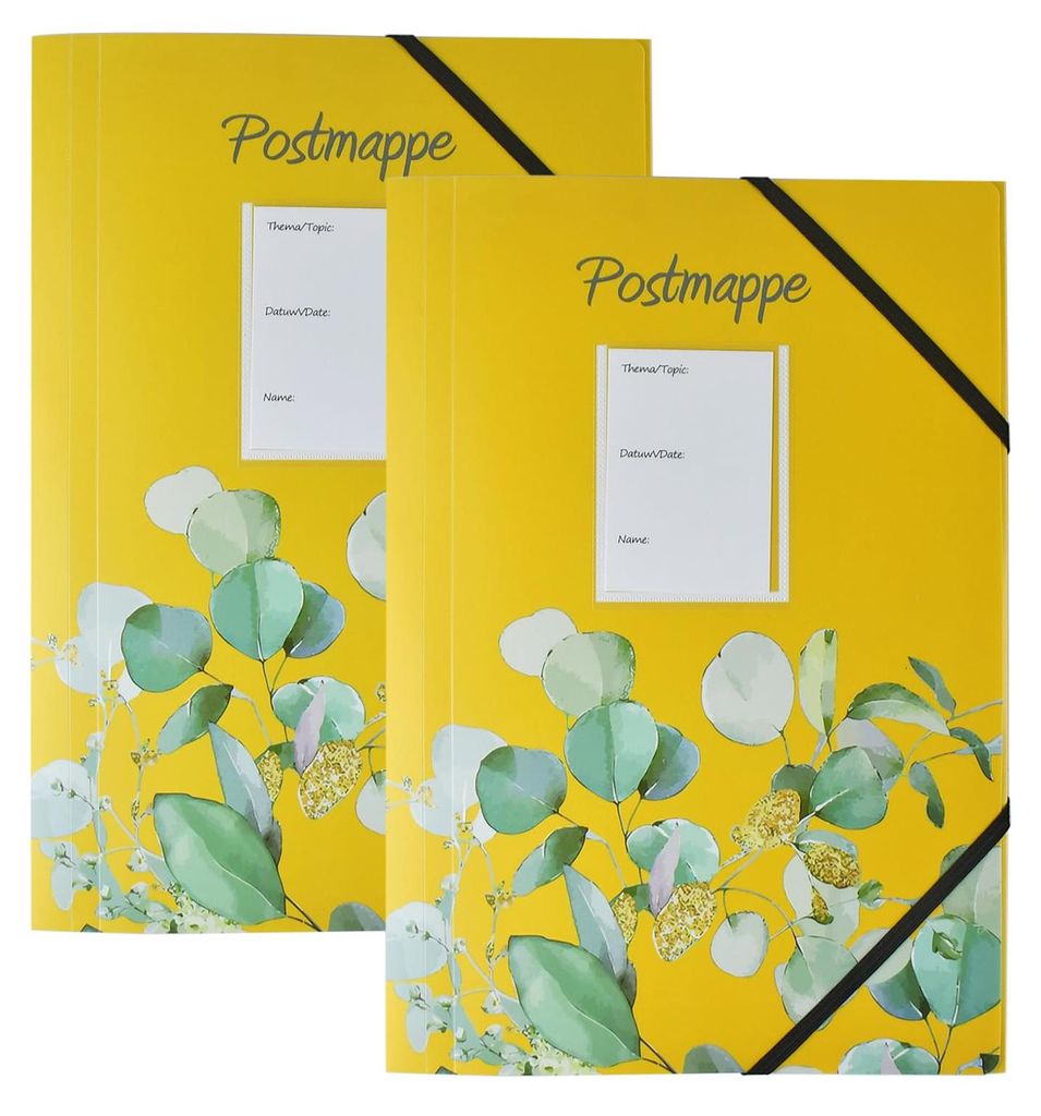 Zweiteilige Schulmappe für die Grundschule, Mappe mit Eckverschluss, A4 gelb, Sammelmappe, A4 gelb