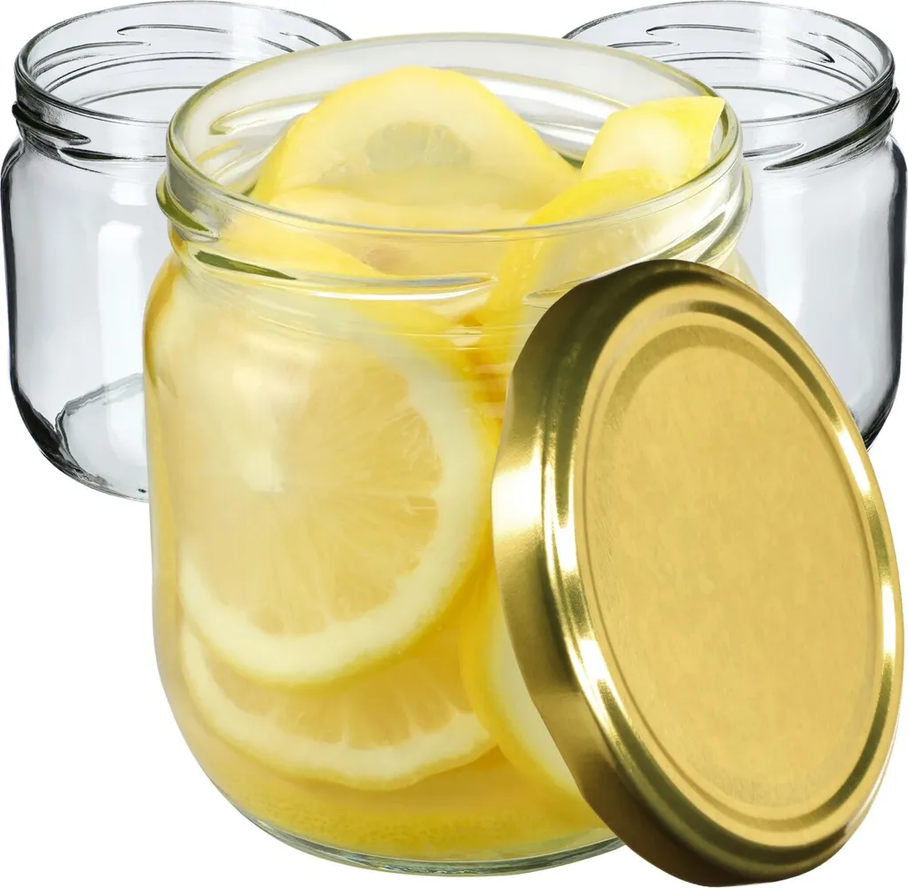 Set 48 Vasetti Vetro 425ml KADAX Salla - Tappo Oro per Bomboniere