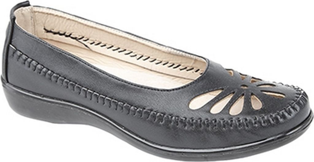 Boulevard Damen Ballerinas / Schuhe mit Lochmuster DF446 (38 EU / 5UK) (Schwarz)