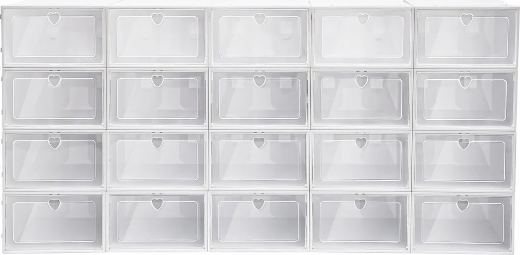 20 Boîtes à Chaussures Pliables et Empilables en Blanc - Format Grand
