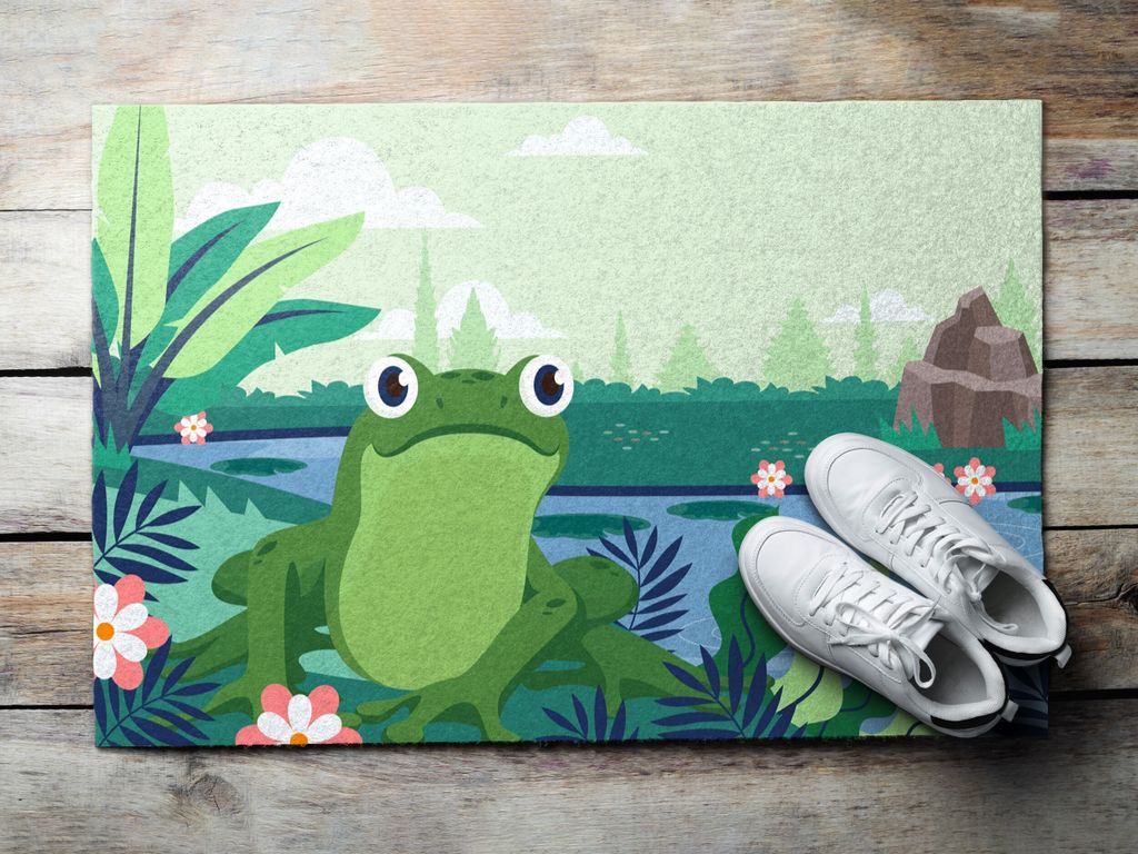 Fußmatte Aussen - Schuhmatte Haustür- Schmutzfangmatte Türvorleger - Outdoor Teppich Schmutzfänger - 90x60 cm - Tropenfrosch