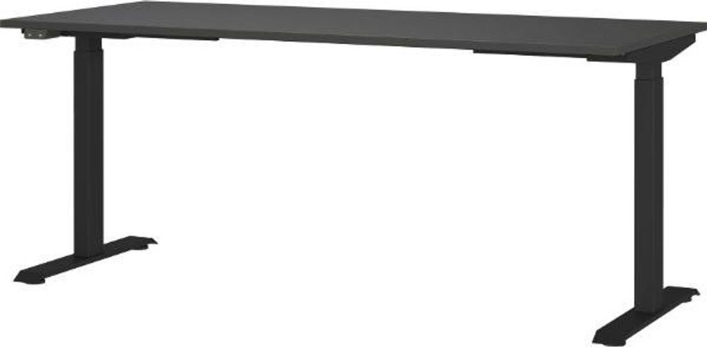 GERMANIA JET höhenverstellbarer Schreibtisch grafit rechteckig, T-Fuß-Gestell schwarz 180,0 x 80,0 cm