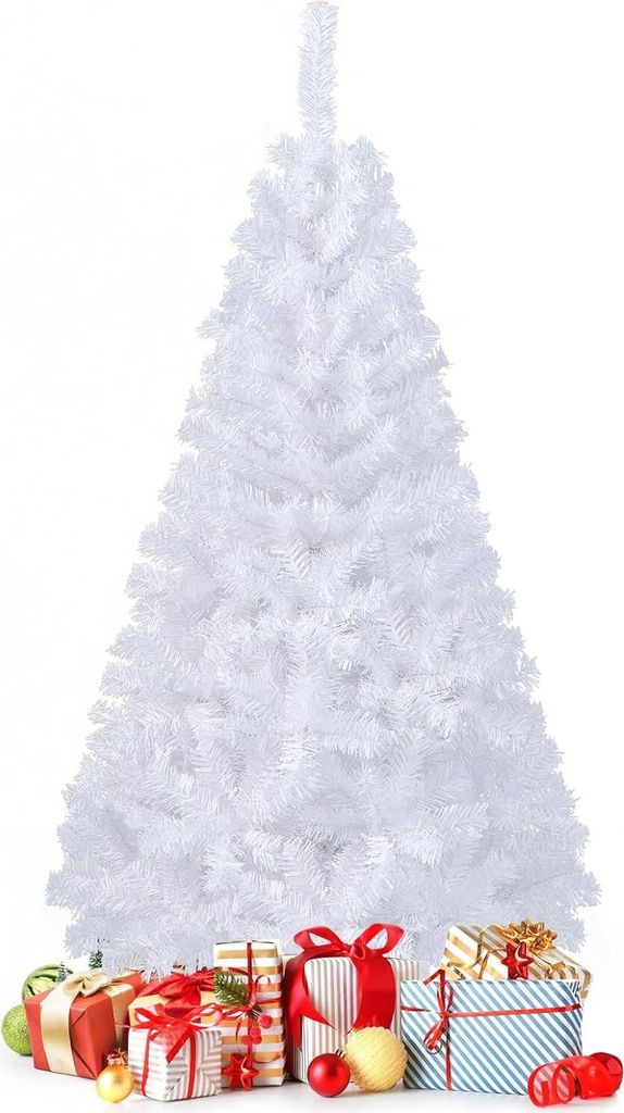 GOPLUS 150 cm Künstlicher Weihnachtsbaum, Weißer Tanne Produktbild 