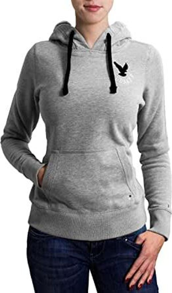 BRUBAKER Damen Sweatshirt mit Kapuze in Grau Schwarz Gr. XS