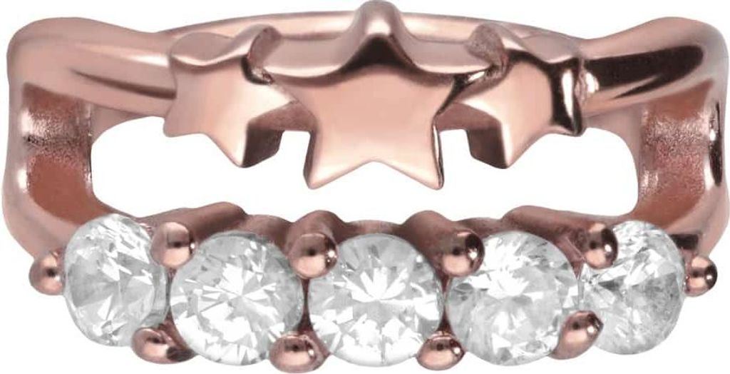 Ohrpiercing, Nasenpiercing, Septum Piercing Chirurgenstahl Segmentring Clicker DOPPELRING + STERNE + KRISTALLE RoséGold Innendurchmesser: 8 mm
