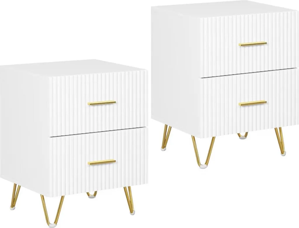 Table de chevet pour chambre moderne avec rangement et accents d'or