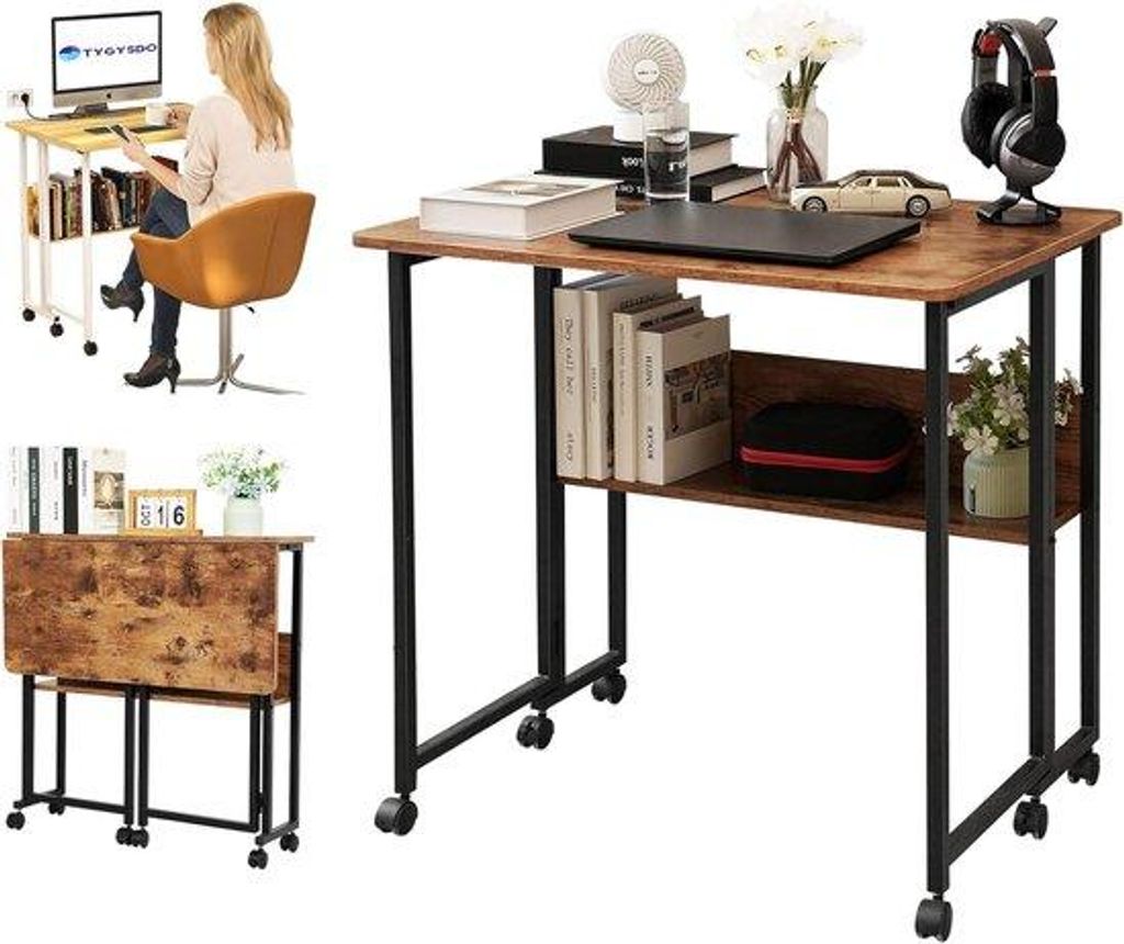 Klapbares Schreibtisch - Raumsparend - Vintage Kaffee - 80 Produktbild 