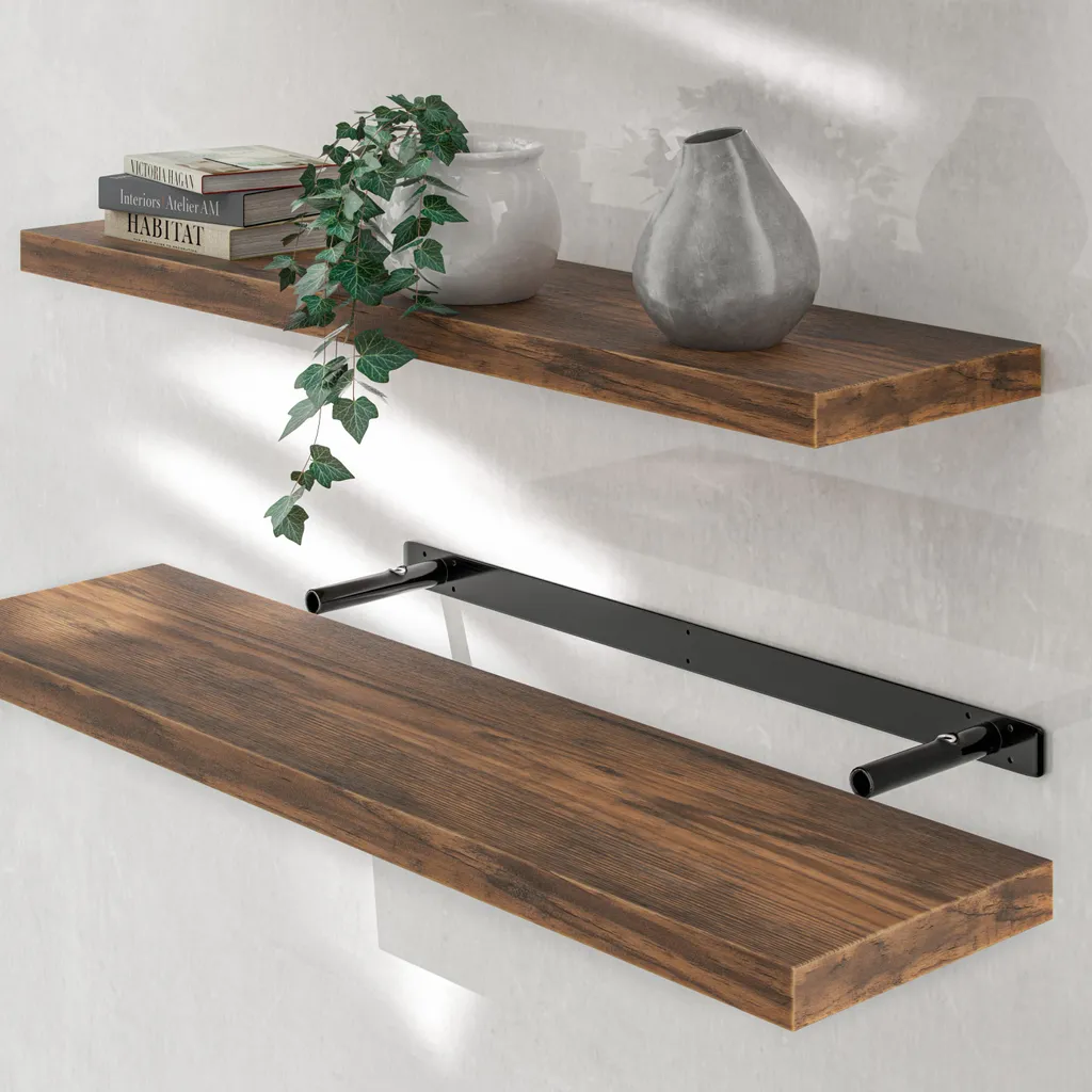 Casaria Mensola Parete 90cm Rovere Scuro | Libreria Cucina Sospesa 15kg