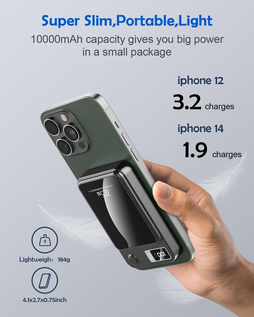 10000mAh Magnetische Powerbank Mini PD 22.5W Schnellladen Produktbild 3