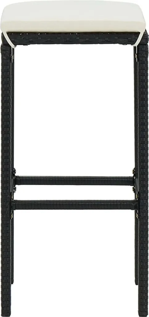 Sgabelli Bar Polirattan Nero 4 Pezzi con Cuscini - Offerta Set Arredo - 5