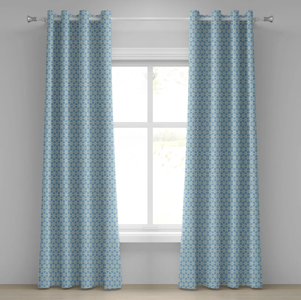 Rideau Zellige Art numérique 2 panneaux 280 cm x 175 cm aux tons frais