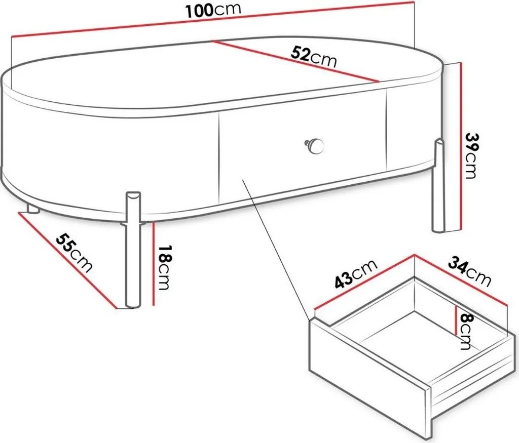 Table basse TAZEVEL beige sable - Table de salon design aux tons naturels - 5