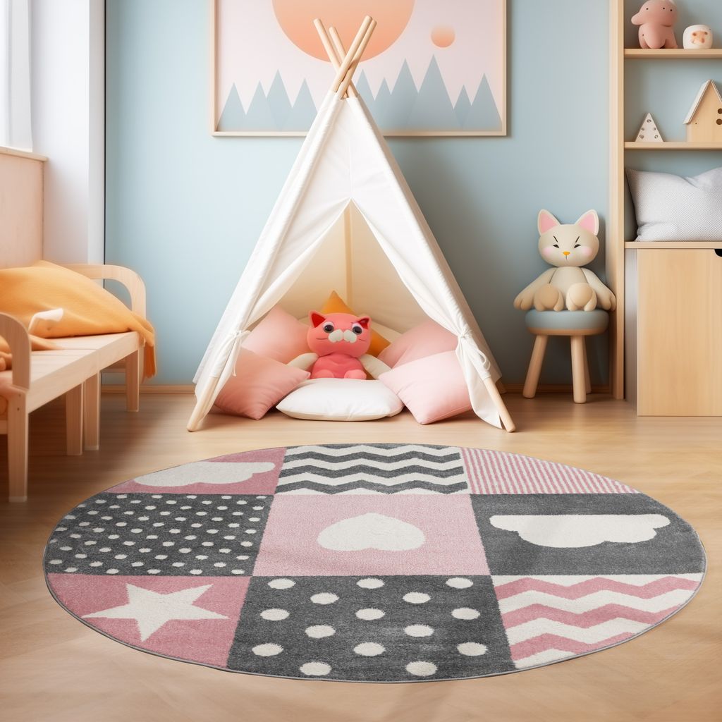 Kinderteppiche Teppiche für Kinder Babyzimmer Teppiche im modernen Stil Teppich Kinderzimmer Größe : 200 x 290 cm , Farbe : Pink-7