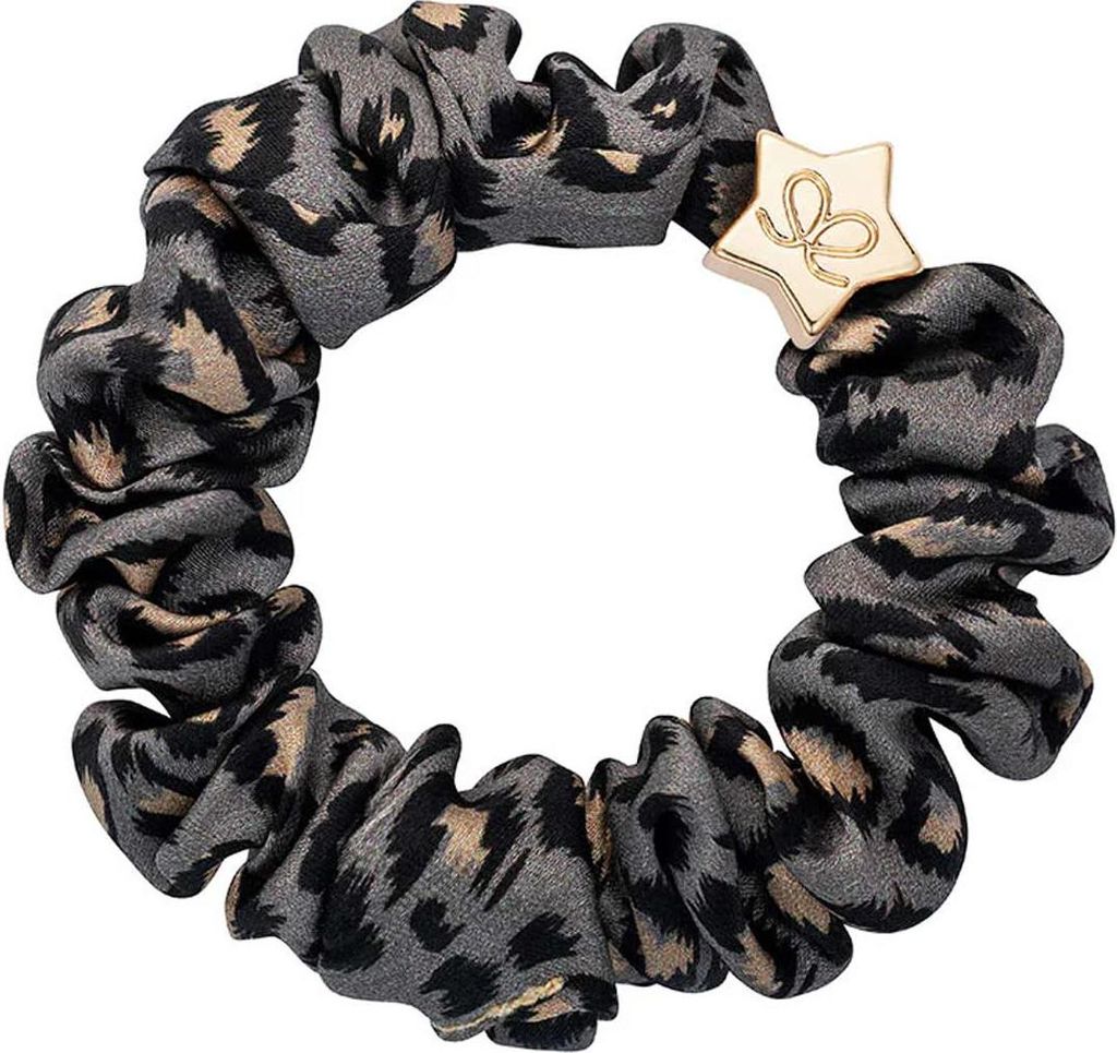 By Eloise London Gold Star Skinny Silk Scrunchie Grey Produktbild 