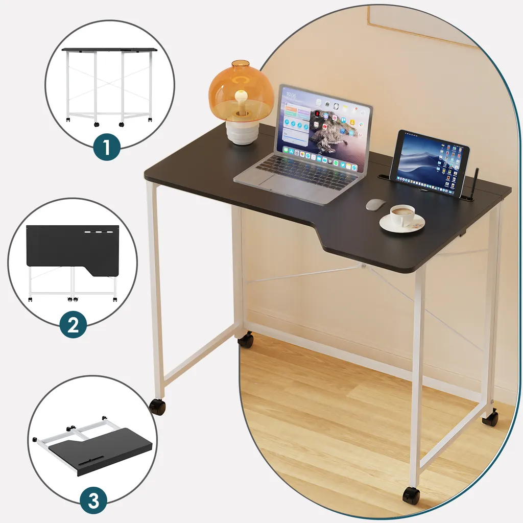 Table d'ordinateur mobile Gaming - Bureau pliable avec 4 roulettes - 11