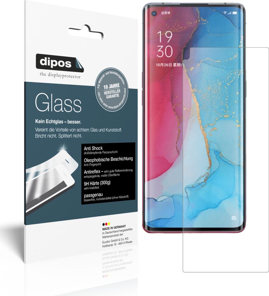 1x Schutzfolie für Oppo Reno3 Pro 5G matt - Anti-Shock 9H Folie dipos Glass Kunststoffglas