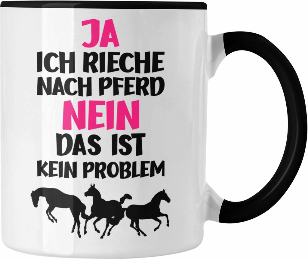 Trendation - Reiterin Mädchen Pferde Geschenk Tasse Reiten Reiterin Kinder Becher Spruch Lustig Geburtstag Geschenkidee (Schwarz)