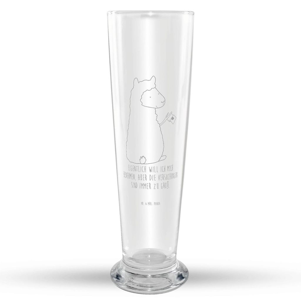 Mr. & Mrs. Panda Bierglas Alpaka Fahne - Transparent - Geschenk, Mr Mrs Weizenglas, Liebe, Weizenbier Glas, Alpakas, Weißbierglas, Lama, Bier, Wei...