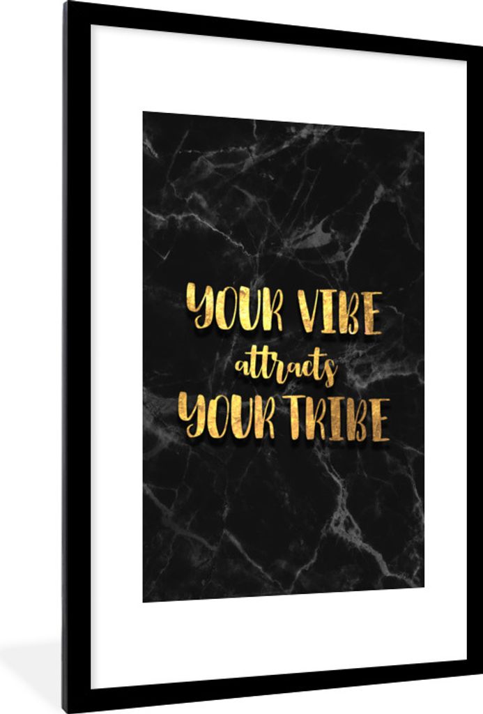 MuchoWow Gerahmtes Poster Zitat - Sprichwörter - Gold - Marmor 60x90 cm - Poster mit Schwarzem Bilderrahmen Wandposter Rahmen Foto Bilder - Deko...