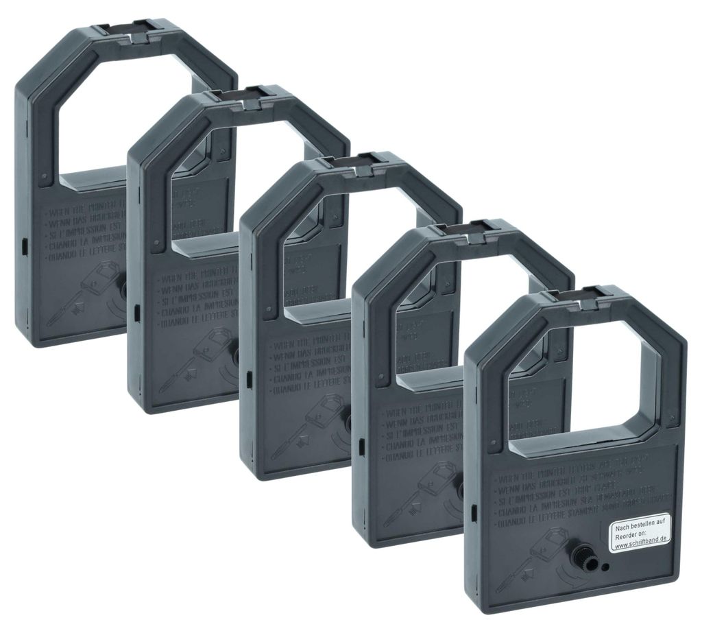 vhbw 5x Farbband Schriftband Ersatz für Panasonic KX-P115, KX-P145, KX-P110i für Nadeldrucker, Bondrucker - Schwarz