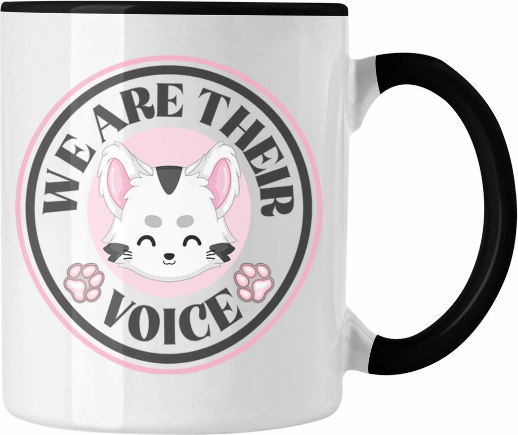 Trendation - Veganer Tasse Geschenk We Are Their Voice Statement Vegetarier Geschenkidee Tierschutz Tierschützer (Schwarz)