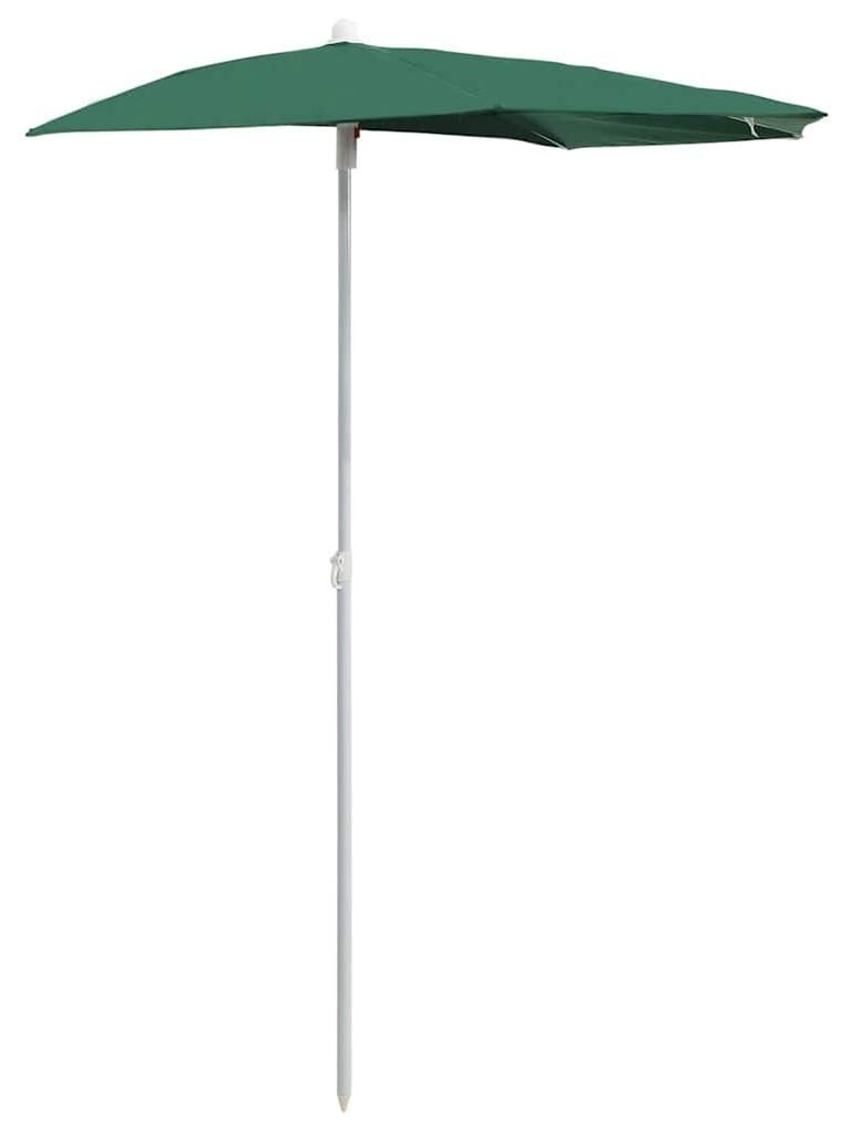 vidaXL Halb-Sonnenschirm mit Mast 180x90 cm Grün Produktbild 