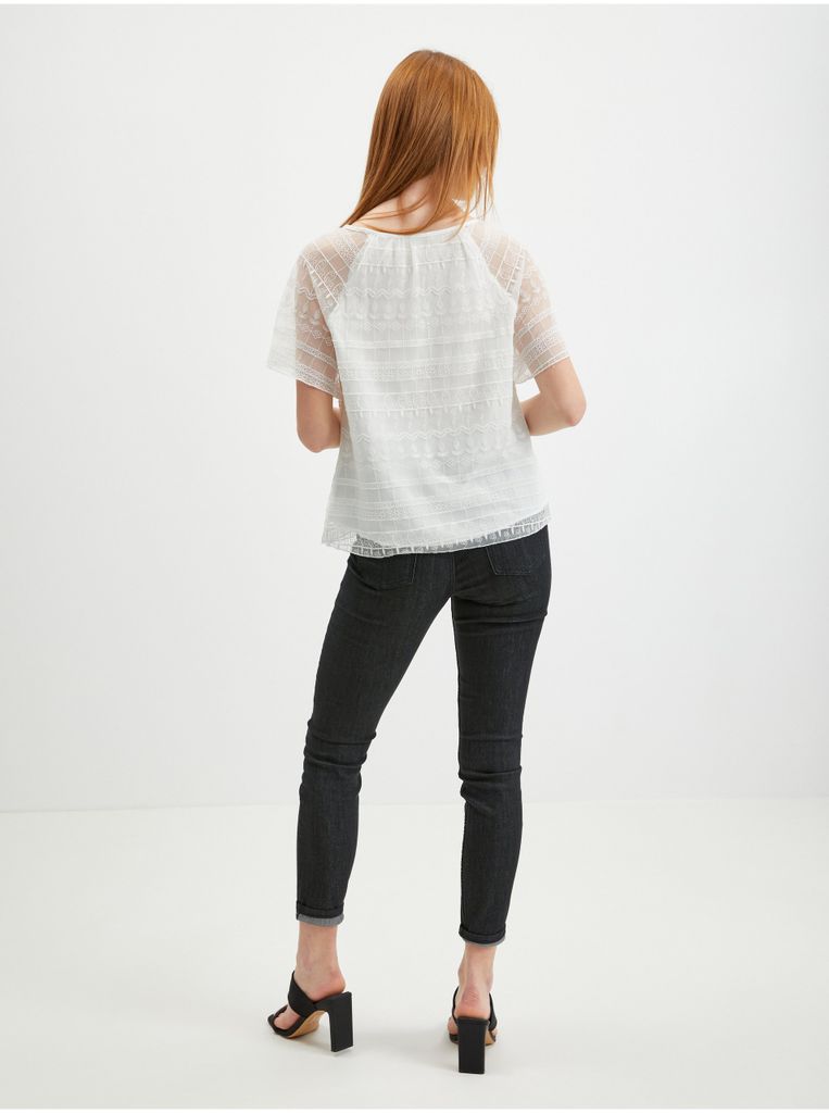 Weiße Damen-Spitzenbluse ORSAY - 36