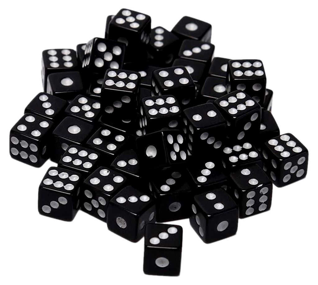50-teiliges schwarzes Würfel-Set, 8 mm, Acryl-Spielzubehör für Casino-Themen, Mathematikunterricht und Zaubertricks