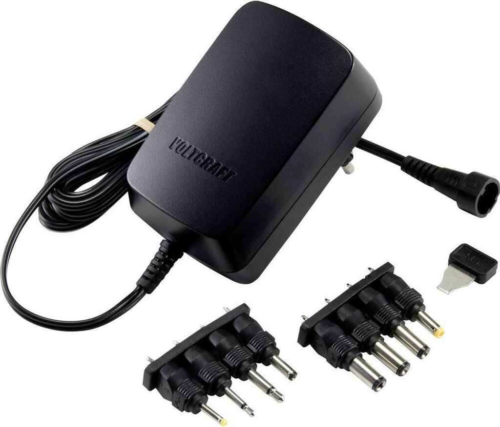 VOLTCRAFT VC-11258700 Steckernetzteil, einstellbar 3 V/DC, 4.5 V/DC, 5 V/DC, 6 V/DC, 7.5 V/DC, 9 V/DC, 12 V/DC 1.5 A 18