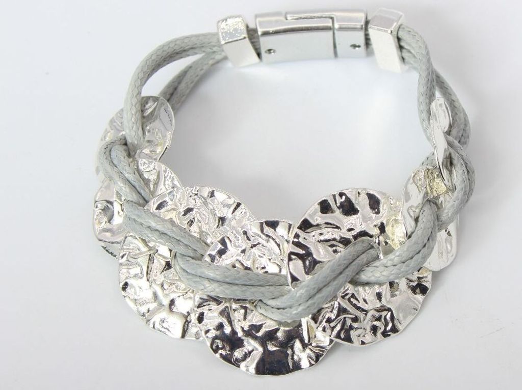 Luxus Armband Flecht Design Farbe Silber mit Magnetverschluss