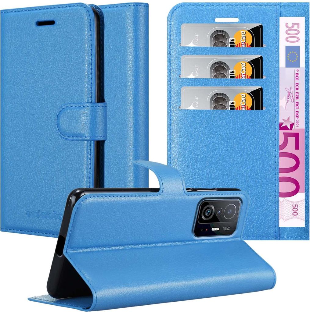 Cadorabo Hülle für Xiaomi 11T / 11T PRO Schutz Hülle in Blau Handyhülle Etui Case Cover Magnetverschluss