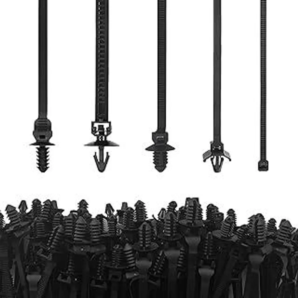 200 Fascette Universali Push Mount Auto - Kit 5 Misure in Nylon Nero