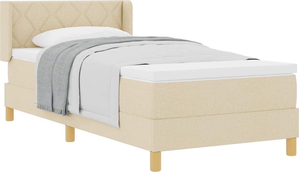 vidaXL Boxspringbett mit Matratze Creme 200 x 100 cm Stoff