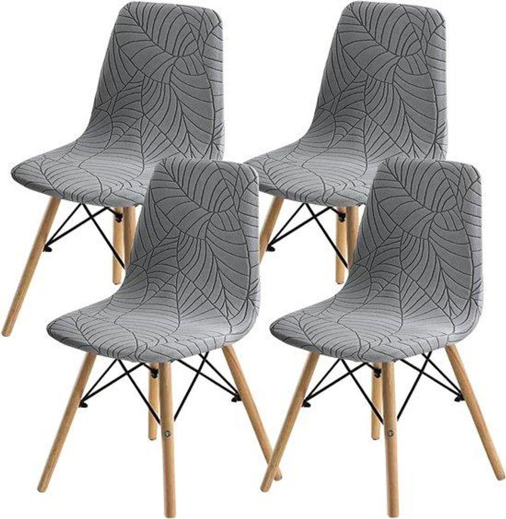 Diningstühle-Decken 2/4/6 Stücke, Mid Century Moderne Stühle-Überzüge, gewatteerte Esszimmer-Accentsitz-Überzüge (hellgrau, 4 Stücke)