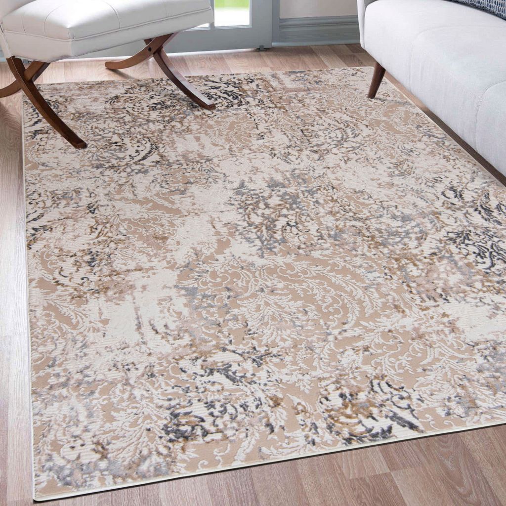Mazovia Teppich Beige Modern Abstrakt Vintage - Wohnzimmer, Schlafzimmer, Esszimmer, Büro, Kurzflor Rechteckig - - 140 x 200 cm