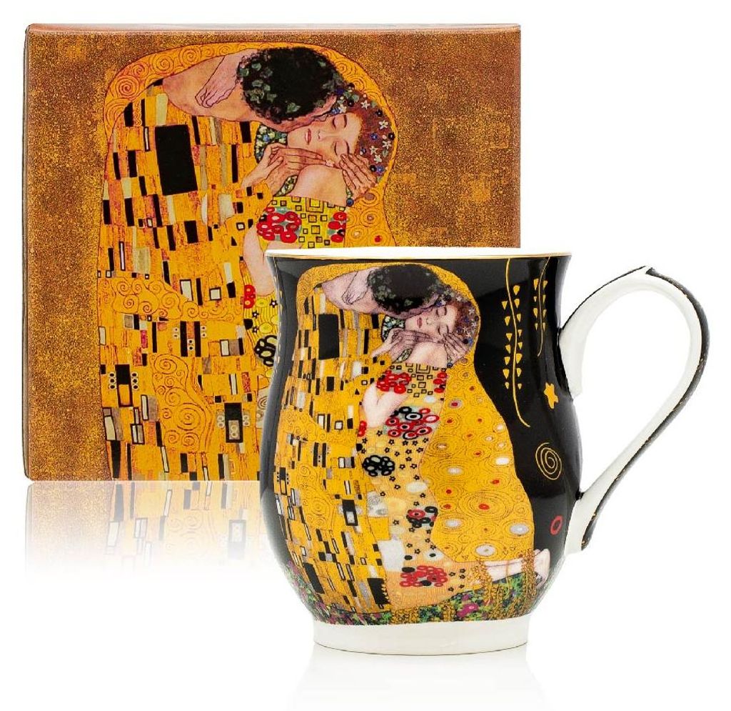 HOME ELEMENTS Porzellanbecher 350 ml, Klimt Kiss schwarz Produktbild 