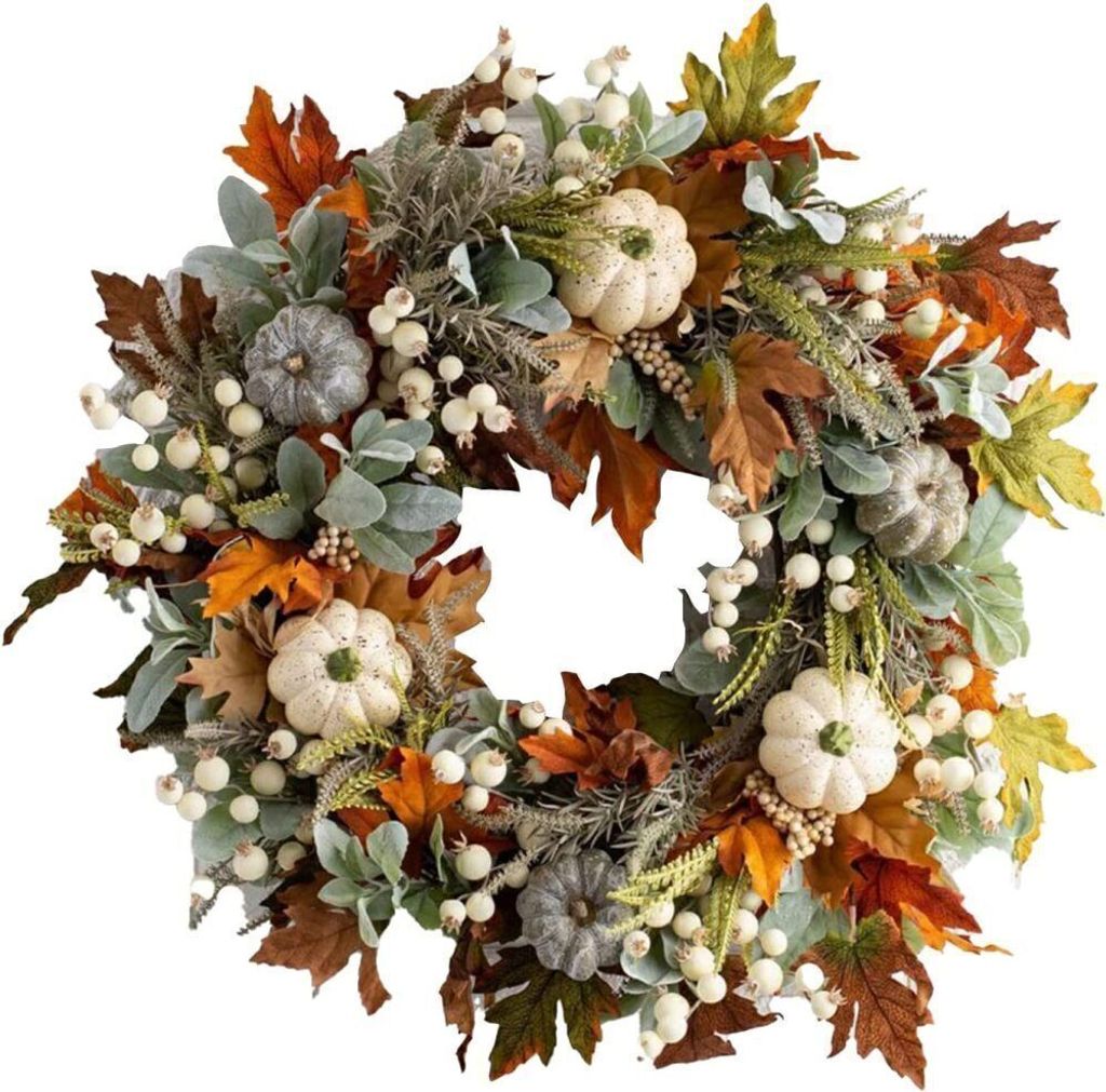 45cm Halloween Herbstdeko Kranz Kürbis Ahornblatt Girlande Haustür Fenster